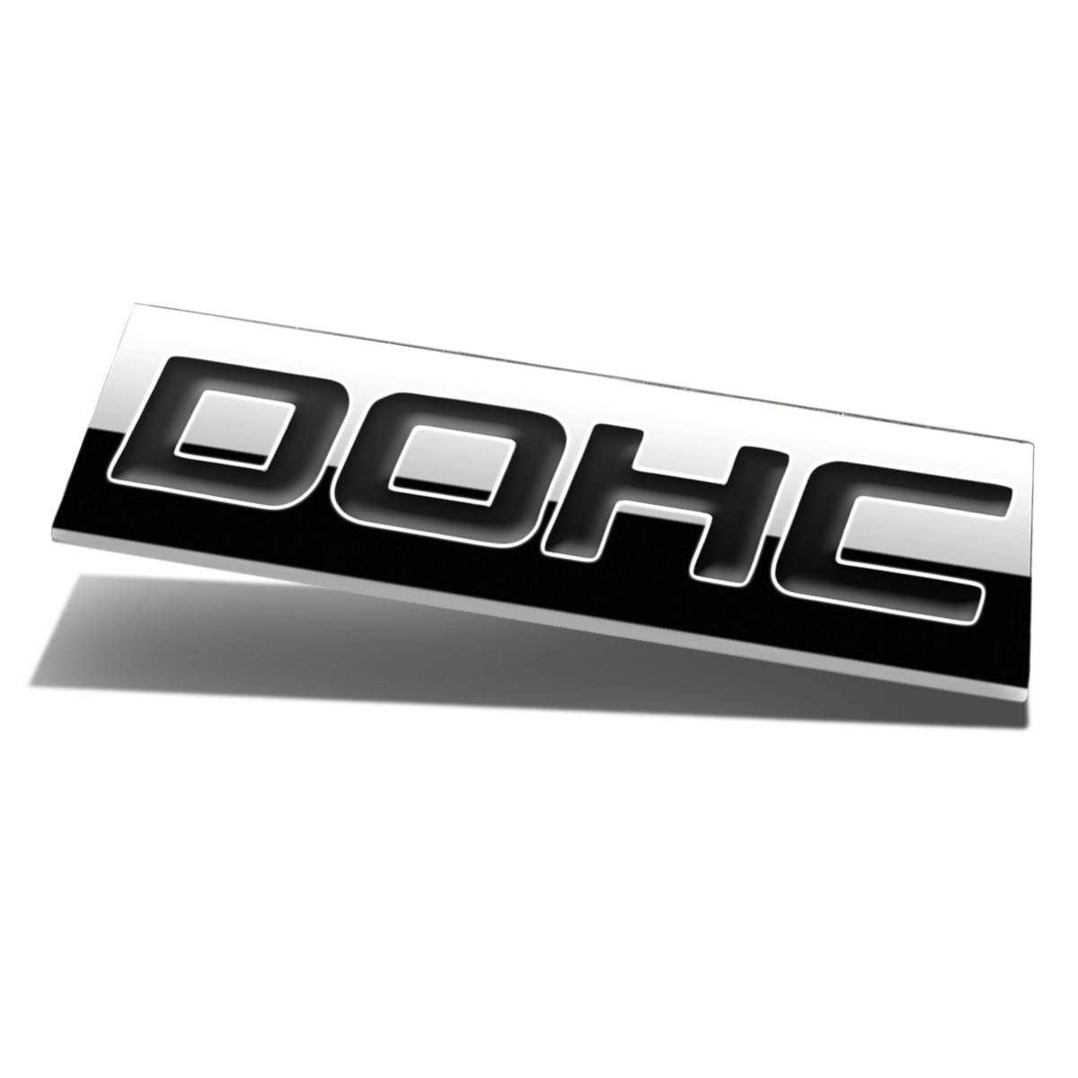 Chrome Finish Metal Emblem DOHC Badge (Black Letter) - Click Image to Close