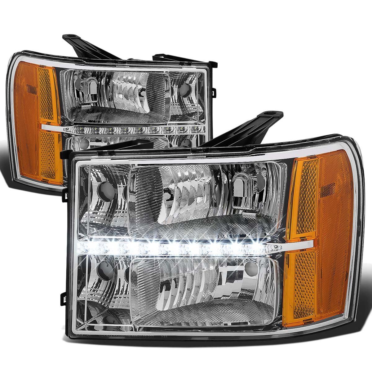 GMC Sierra GMT 900 Replacement Headlight w/LED Running Light - Click Image to Close